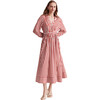 Women's Eva Striped Sash Belt Relaxed Fit Shirt Dress, Rust - Dresses - 1 - thumbnail