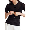 Women's Sydney Short Sleeve Pointelle Cardigan, Jet - Cardigans - 2