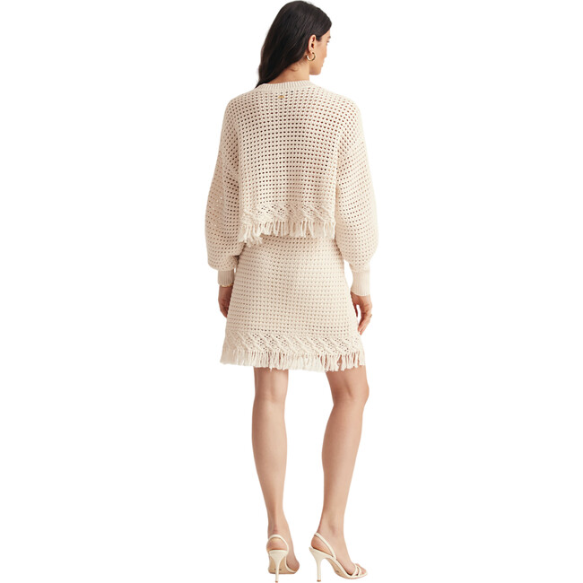 Women's Rachel Crochet Fringe Cardigan, Ivory - Cardigans - 4