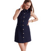 Women's Sophia Boucle Tailored Button-Up Mini Dress, Navy - Dresses - 2