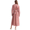 Women's Eva Striped Sash Belt Relaxed Fit Shirt Dress, Rust - Dresses - 2