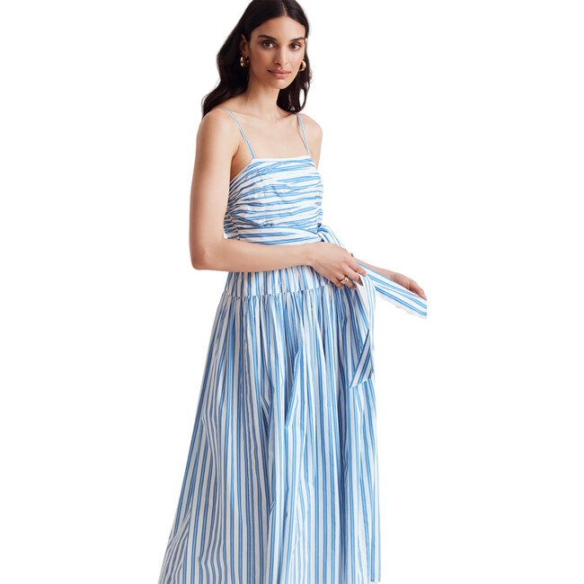 Women's Cameron Ruched Tie Front Midi Dress, Cornflower - Dresses - 4