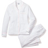 Women's Pima Cotton Pajama Set, White with Pink Piping - Pajamas - 1 - thumbnail
