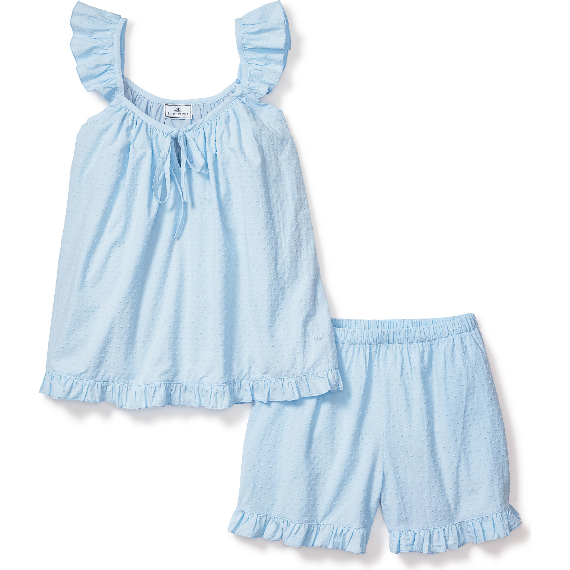 Women's Swiss Dots Celeste Short Set, Blue - Pajamas - 1