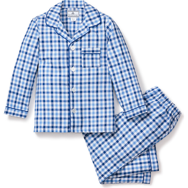 Twill Pajama Set, Royal Blue Gingham