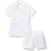 Women's Pima Cotton Short Set, White with Pink Piping - Pajamas - 1 - thumbnail