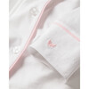 Women's Pima Cotton Pajama Set, White with Pink Piping - Pajamas - 2