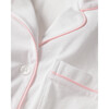 Women's Pima Cotton Short Set, White with Pink Piping - Pajamas - 2