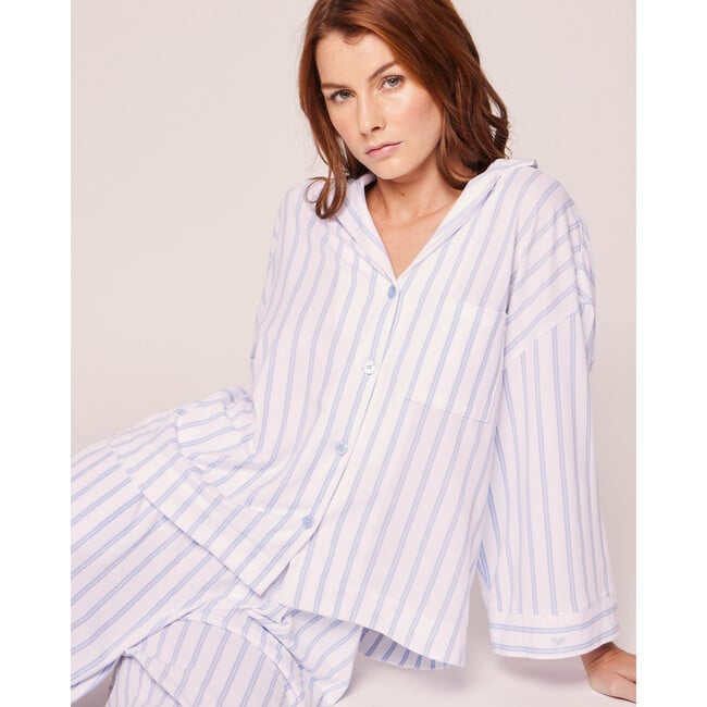 Olivia Wide Leg Pajama Set, Periwinkle Stripe - Pajamas - 4