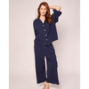 Olivia Wide Leg Pajama Set, Navy - Pajamas - 2