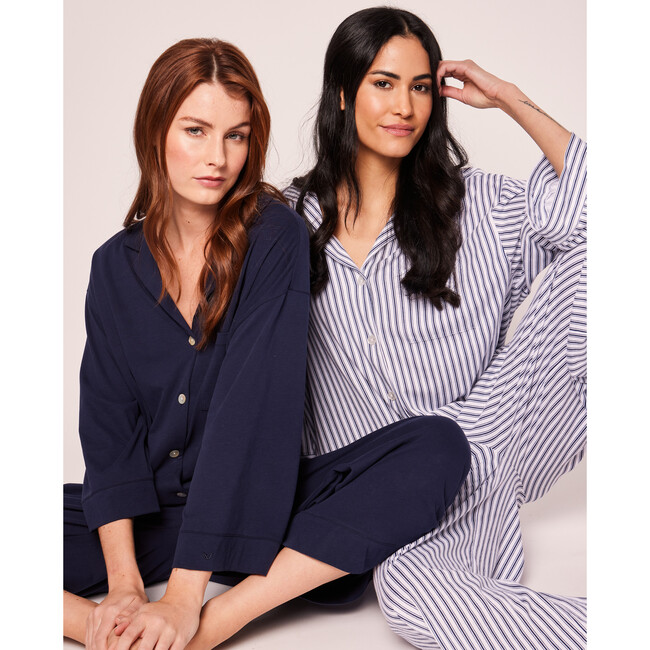 Olivia Wide Leg Pajama Set, Navy - Pajamas - 3
