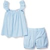 Girls Swiss Dots Short Set, Blue - Mixed Apparel Set - 1 - thumbnail