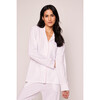 Women's Pima Cotton Pajama Set, White with Pink Piping - Pajamas - 3