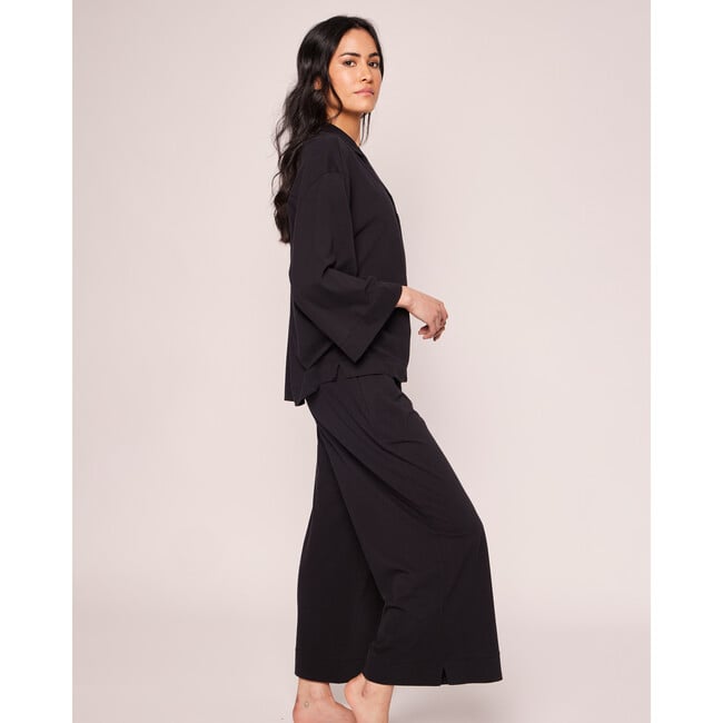 Olivia Wide Leg Pajama Set, Black - Pajamas - 3