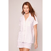 Women's Pima Cotton Short Set, White with Pink Piping - Pajamas - 4