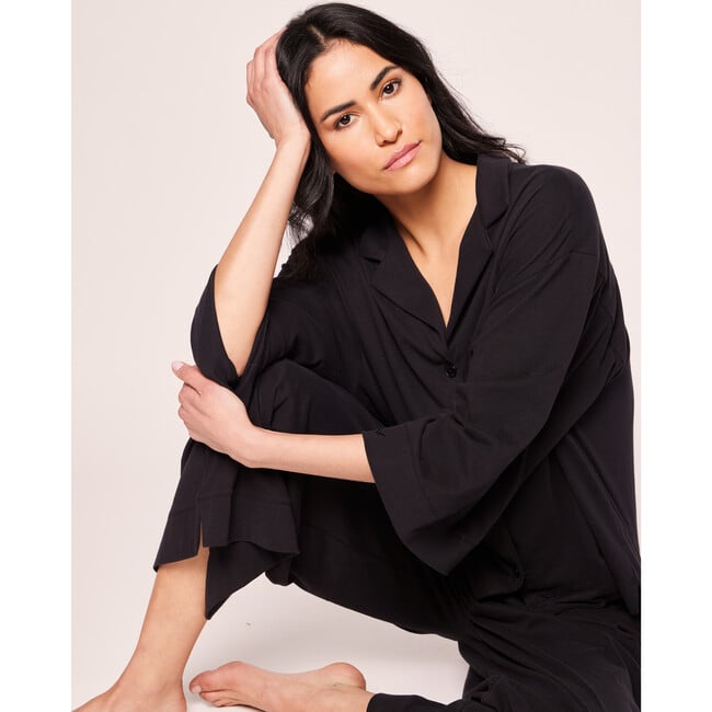 Olivia Wide Leg Pajama Set, Black - Pajamas - 4