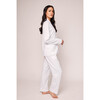 Women's Pima Cotton Pajama Set, White with Pink Piping - Pajamas - 5