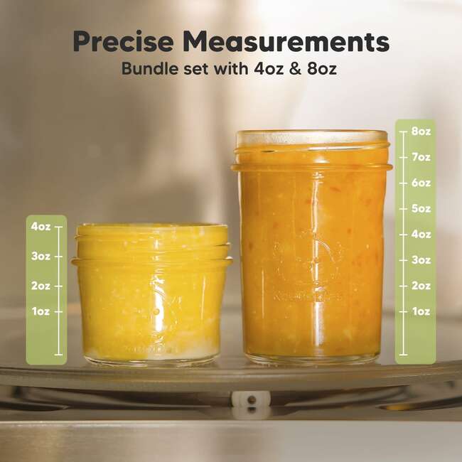 Prep Glass Baby Food Storage Containers With Lids 4X4 oz & 4X8 oz, Sage (Pack of 8) - Food Storage - 3
