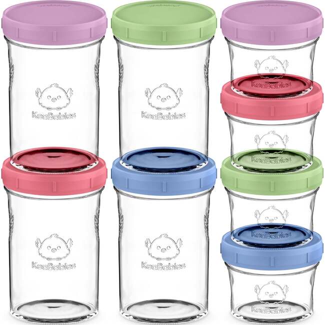 Prep Glass Baby Food Storage Containers With Lids 4X4 oz & 4X8 oz, Nord (Pack of 8)