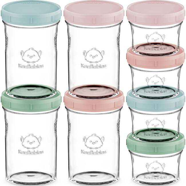 Prep Glass Baby Food Storage Containers With Lids 4X4 oz & 4X8 oz, Musk Dusk (Pack of 8)