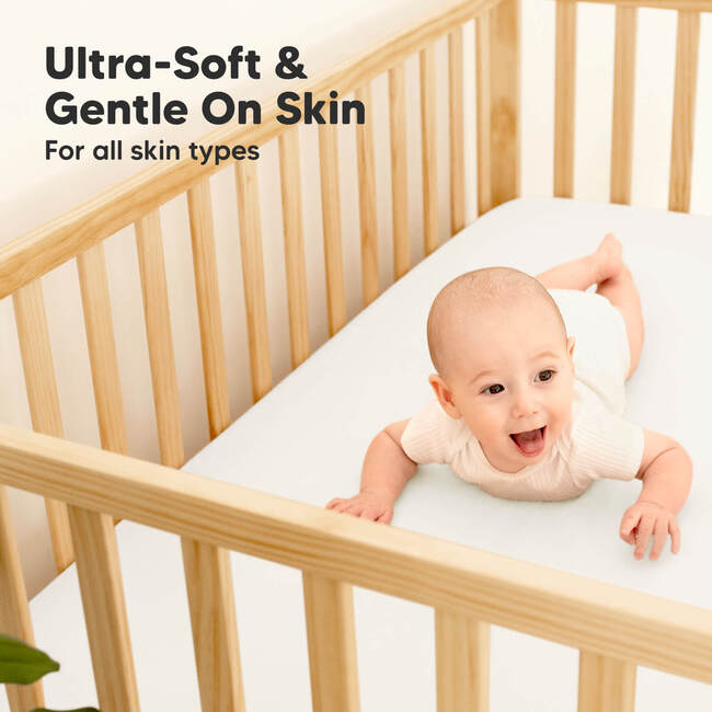 Isla Protect+ Waterproof Snugfit Crib Sheets, Soft White - Crib Skirts - 5