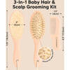 Baby's Wooden Hair Brush & Comb Set, Peach - Hair Brushes - 2