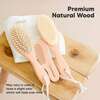 Baby's Wooden Hair Brush & Comb Set, Peach - Hair Brushes - 7