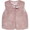 Millie Faux Fur Bow Gilet, Rose Pink - Coats - 1 - thumbnail