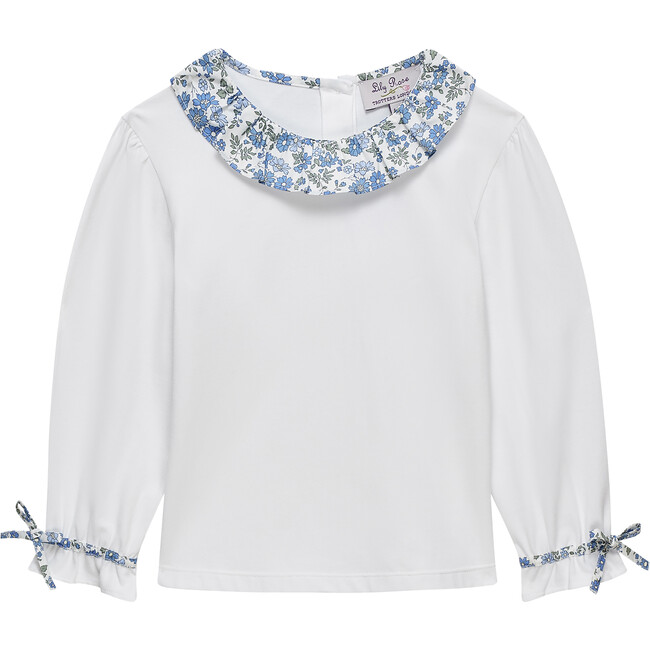 Liberty Print Floret Willow Jersey Top, White & Blue Floret