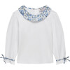 Liberty Print Floret Willow Jersey Top, White & Blue Floret - Blouses - 1 - thumbnail