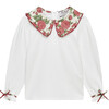 Liberty Print Carline Pie Crust Jersey Blouse, Red Carline Rose - Blouses - 1 - thumbnail