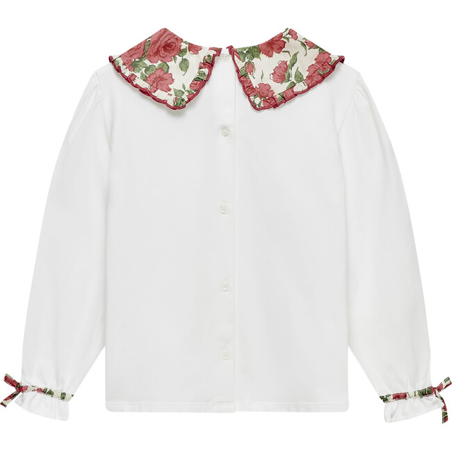 Liberty Print Carline Pie Crust Jersey Blouse, Red Carline Rose - Blouses - 2