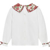 Liberty Print Carline Pie Crust Jersey Blouse, Red Carline Rose - Blouses - 2