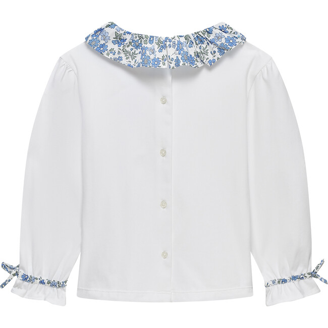 Liberty Print Floret Willow Jersey Top, White & Blue Floret - Blouses - 2