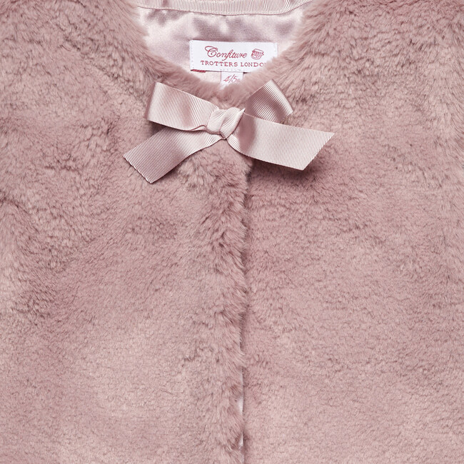 Millie Faux Fur Bow Gilet, Rose Pink - Coats - 3