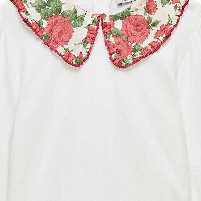 Liberty Print Carline Pie Crust Jersey Blouse, Red Carline Rose - Blouses - 3