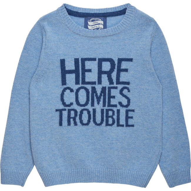 Here Comes Trouble Sweater, Blue Marl