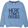 Here Comes Trouble Sweater, Blue Marl - Sweaters - 1 - thumbnail