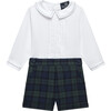 Little Rupert Set, White & Navy Tartan - Mixed Apparel Set - 1 - thumbnail