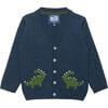 Little Dippy Dinosaur Cardigan, Navy Marl - Cardigans - 1 - thumbnail