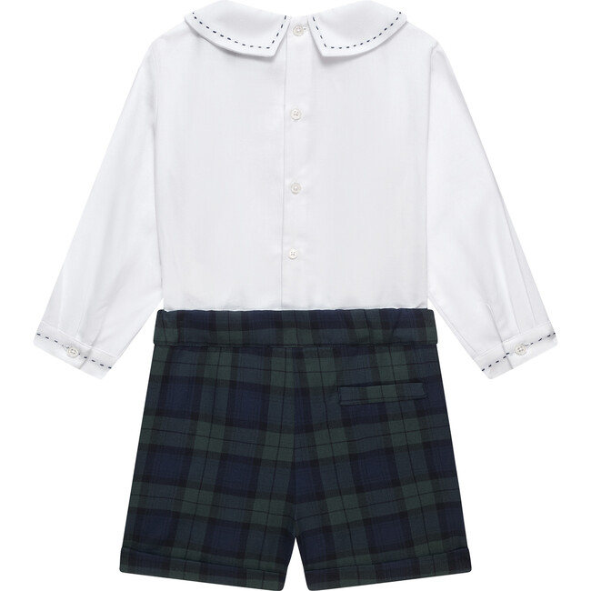 Little Rupert Set, White & Navy Tartan - Mixed Apparel Set - 2