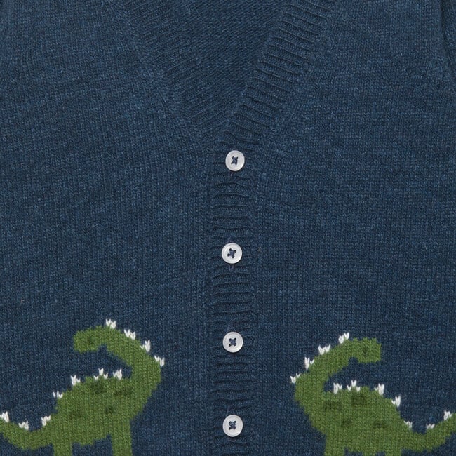 Little Dippy Dinosaur Cardigan, Navy Marl - Cardigans - 3