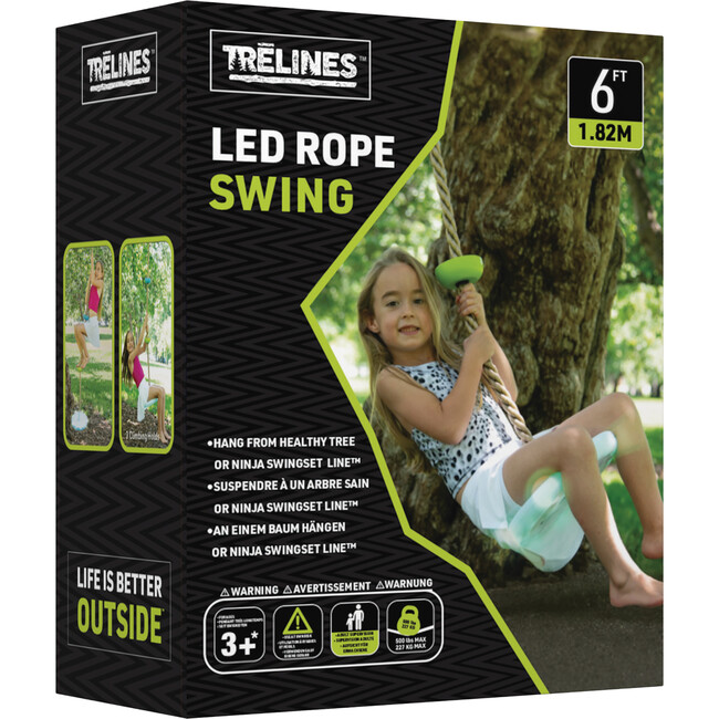 Treslines: LED Climbing Rope Swing 6 ft - Light Up Colors, Kids Age 5+