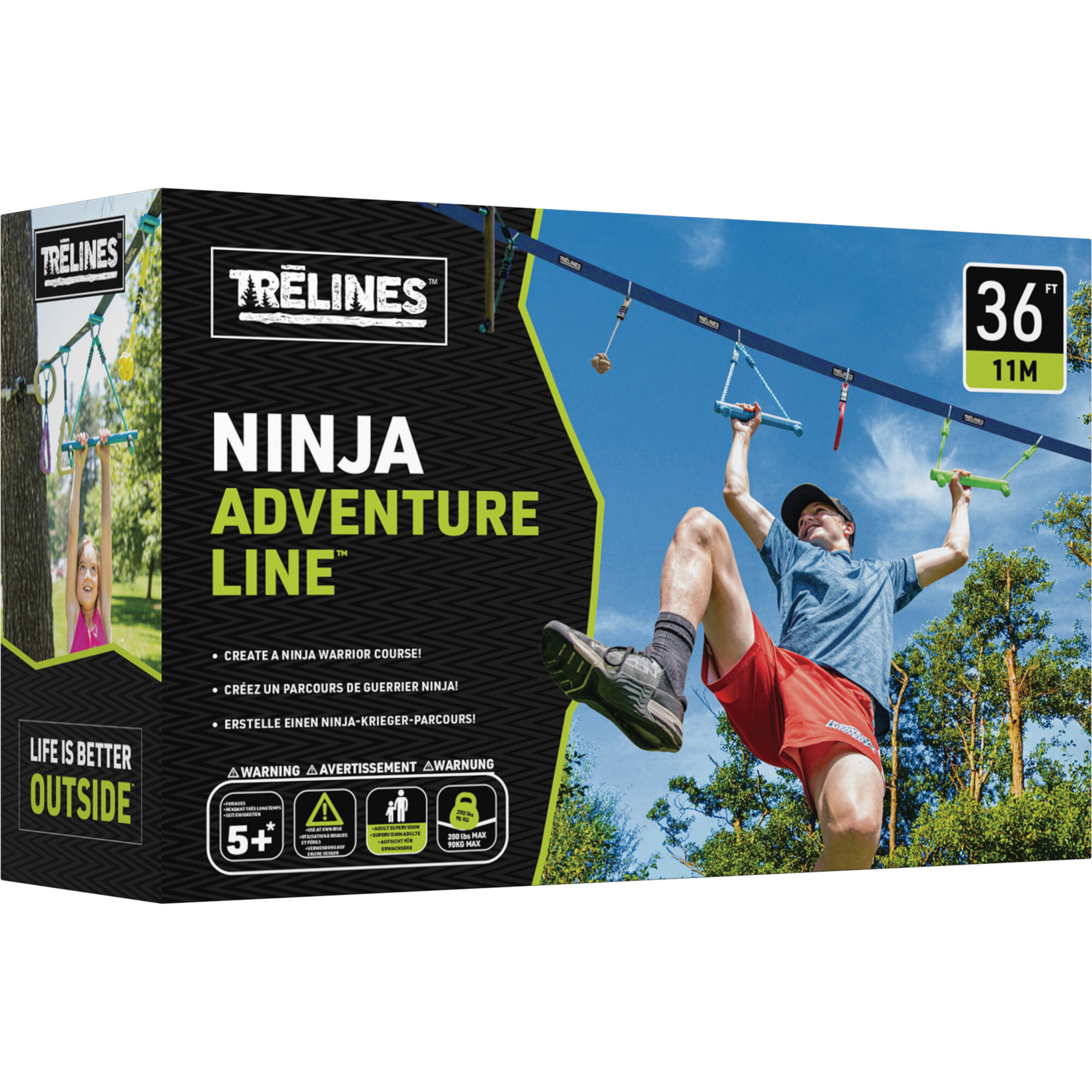 Treslines: Ninja Adventure Line 36 ft - Outdoor Ninja Warrior Course - Outdoor Games - 1