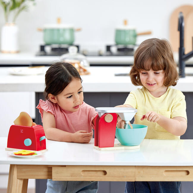 Wooden Mix & Bake Set - Red - Wooden Kitchen Toy Appliance - Play Food - 3