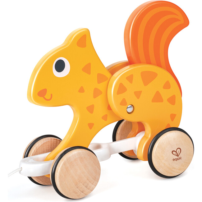 Pull Along - Squirrel - Orange - Wooden Animal Toy