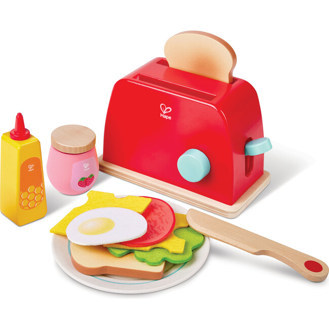 Pop-Up Toaster - Red - Wooden Kitchen Toy Appliance