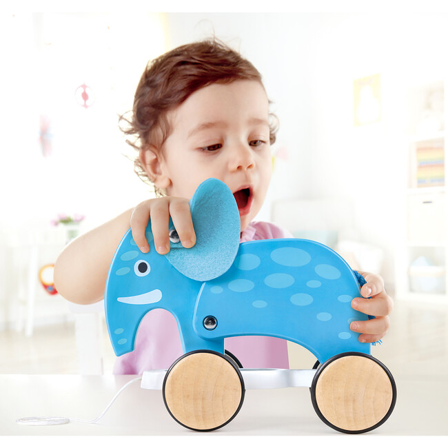 Pull Along - Elephant - Blue - Wooden Animal Toy - Developmental Toys - 4