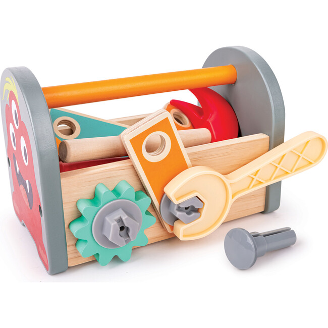 Fix-It Tool Kit - Monster Design, Wooden Tool Box With Carry Handle