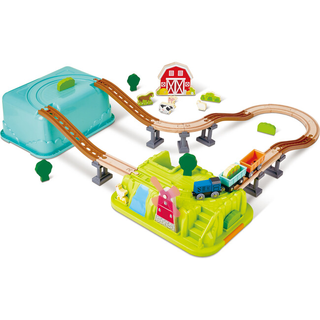 Farmyard Train Bucket Set - Wooden Train Animal Set